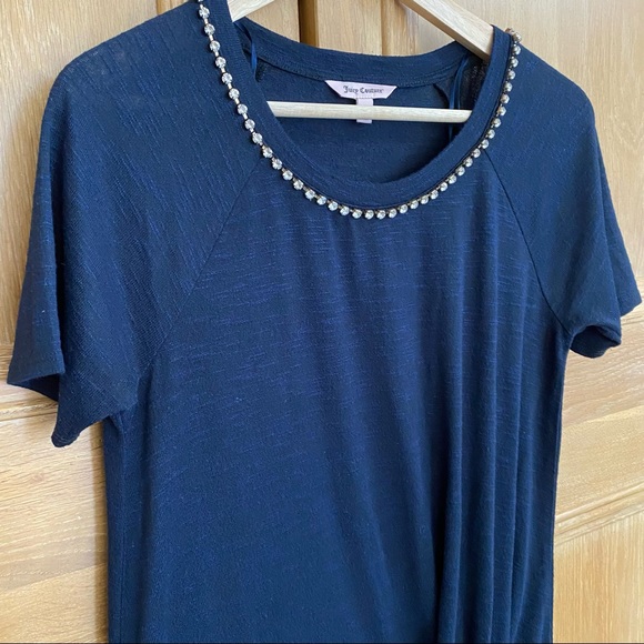 uicy Couture Crew Neck Diamond collar style Knot bottom short sleeve tr…